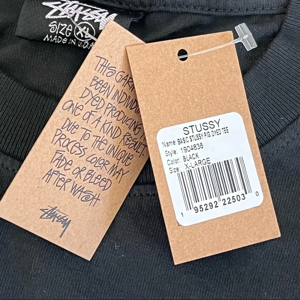 🖤 NWT🖤 STUSSY Basic Pigment Dyed Black Tee - Picture 6 of 7